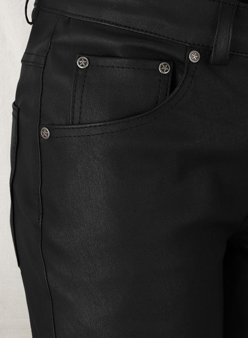 (image for) Black Stretch Leather Jeans