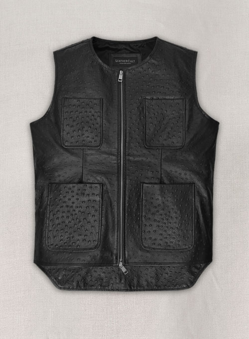 (image for) Black Ostrich Leather Vest # 335