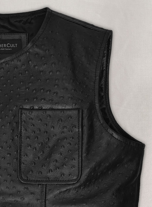 (image for) Black Ostrich Leather Vest # 335