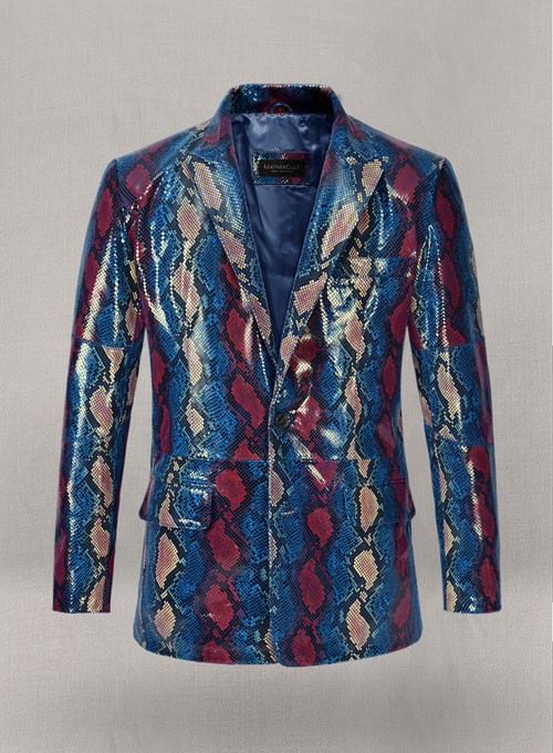 (image for) Bold Blue Python Catwalk Leather Blazer # 2