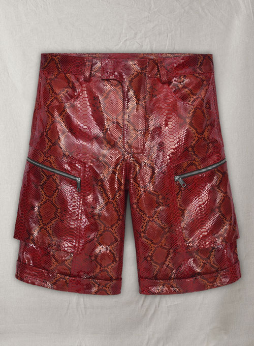 (image for) Bold Red Python Havana Leather Shorts Style # 362