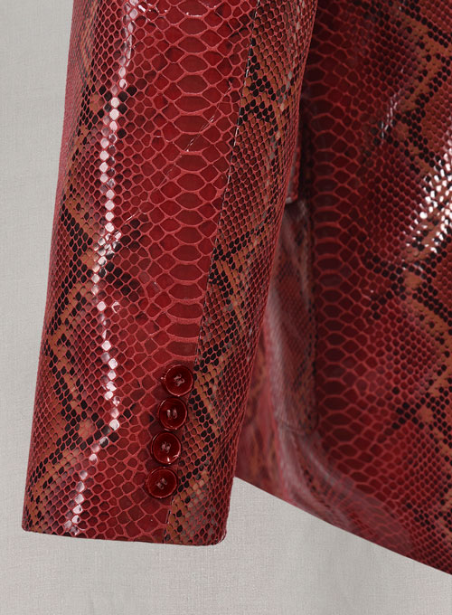 (image for) Bold Red Python Western Leather Blazer