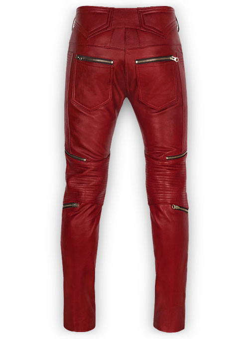 red leather jeans