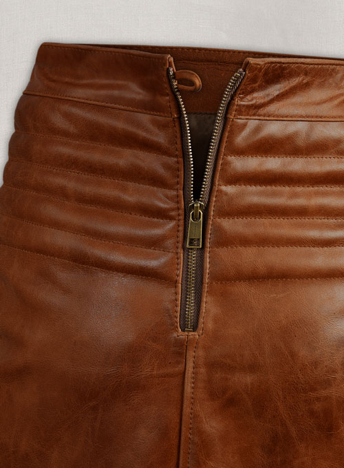 (image for) Cognac Front Yoke Leather Skirt #454