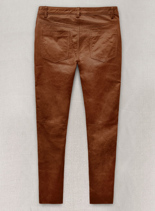 (image for) Cognac Leather Pants - Jeans Style