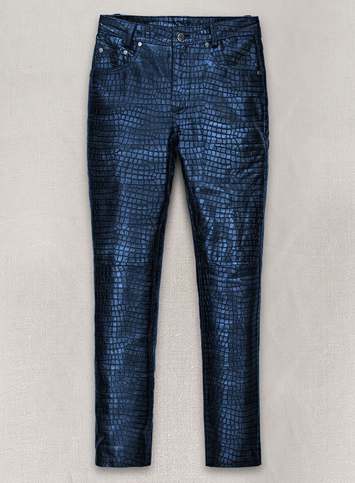 (image for) Croc Metallic Blue Leather Pants - Jeans Style