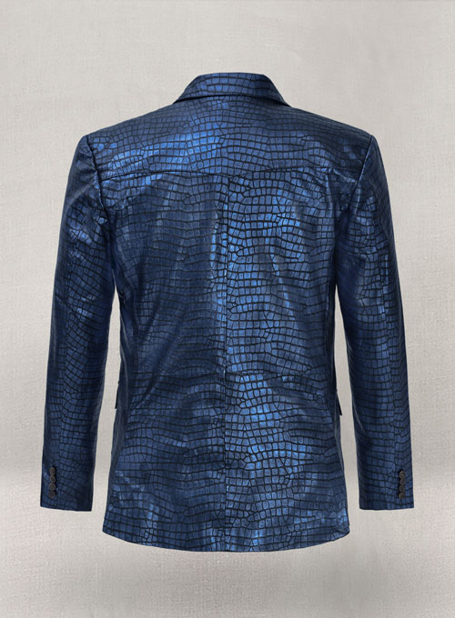 (image for) Croc Metallic Blue Western Leather Blazer