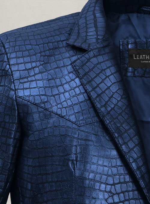 (image for) Croc Metallic Blue Western Leather Blazer