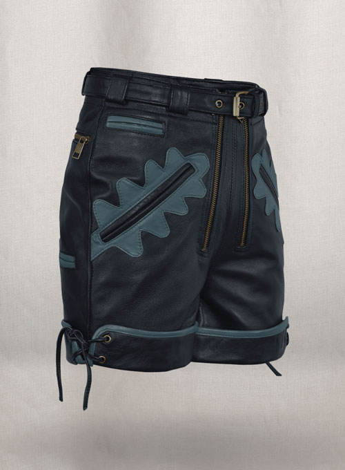 (image for) Dark Blue Leather Cargo Shorts Style # 364 - Click Image to Close