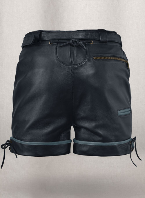 (image for) Dark Blue Leather Cargo Shorts Style # 364 - Click Image to Close