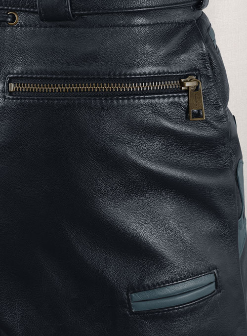 (image for) Dark Blue Leather Cargo Shorts Style # 364 - Click Image to Close