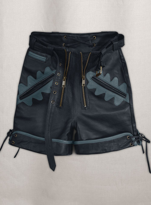 (image for) Dark Blue Leather Cargo Shorts Style # 364 - Click Image to Close