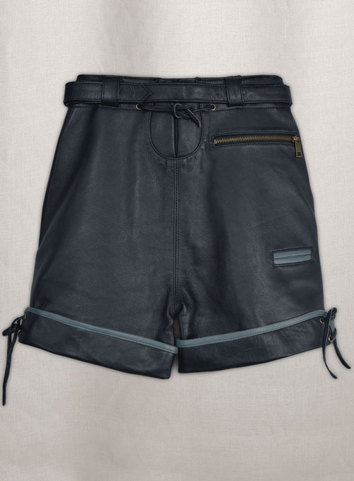 (image for) Dark Blue Leather Cargo Shorts Style # 364 - Click Image to Close