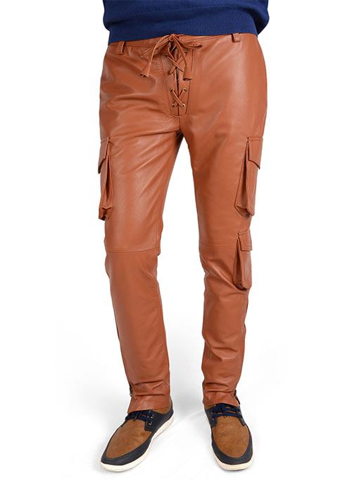 brown leather cargo pants