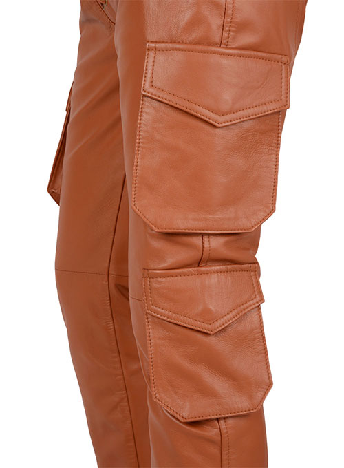 brown leather cargo pants