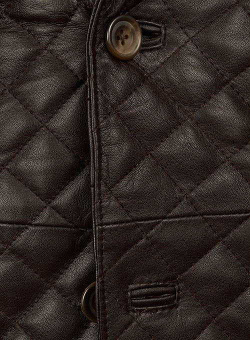 (image for) Dark Brown Bocelli Quilted Leather Blazer