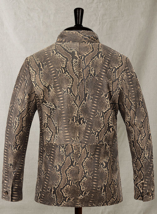 (image for) Dark Brown Python Zipper Leather Blazer #3 - Click Image to Close