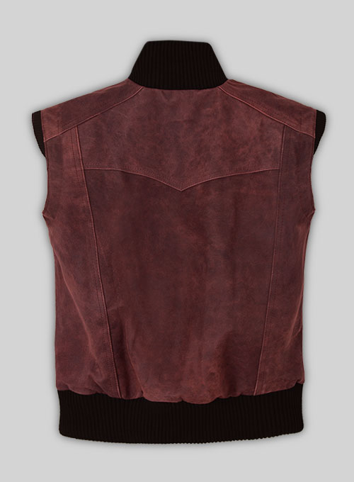 (image for) Dark Vintage Red Leather Biker Vest # 314