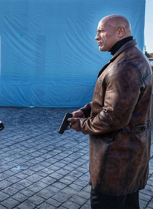 (image for) Dwayne Johnson Red Notice Leather Trench Coat