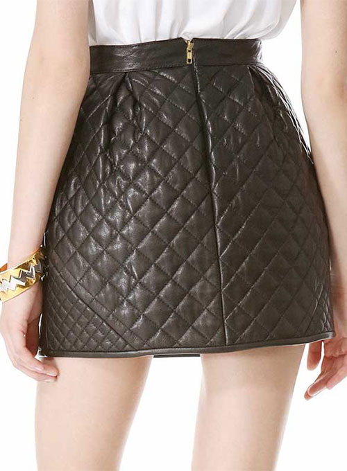 (image for) Ecru Quilted Leather Skirt - # 428