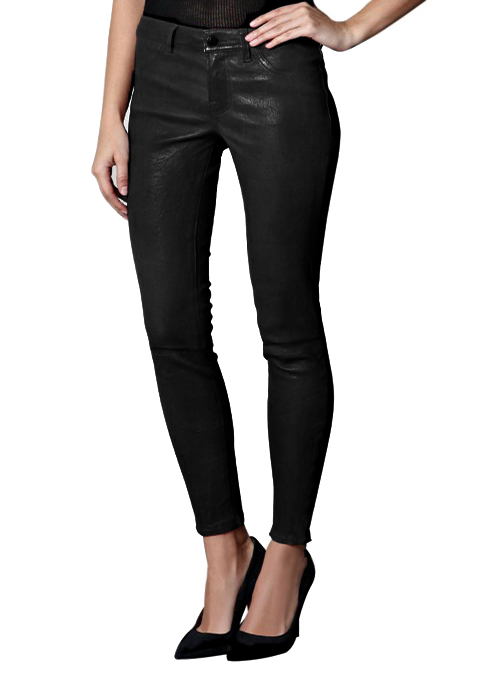 black faux leather jeans