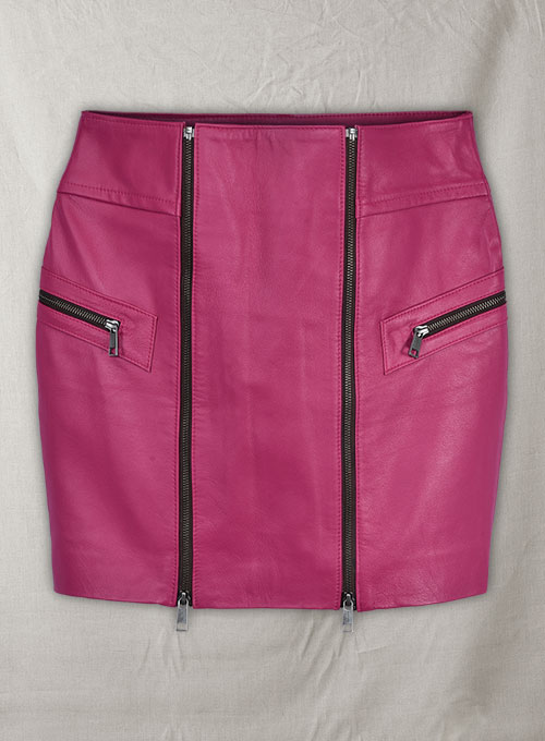 (image for) Front Zipper Leather Mini Skirt - # 143