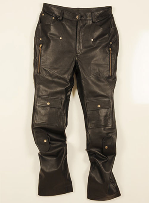 brown leather cargo pants