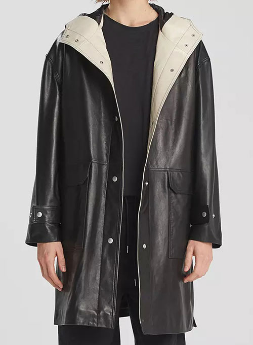 (image for) Hooded Leather Trench Coat