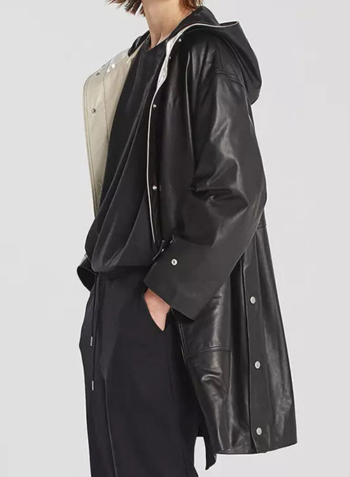 (image for) Hooded Leather Trench Coat