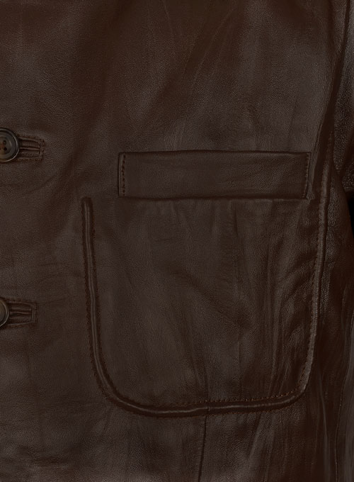 (image for) Wrinkled Brown Hugh Jackman Real Steel Leather Jacket