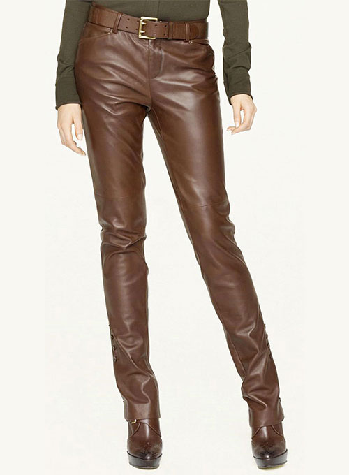 maroon leather jeans