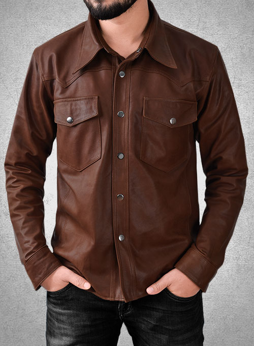 top shop leather shirt