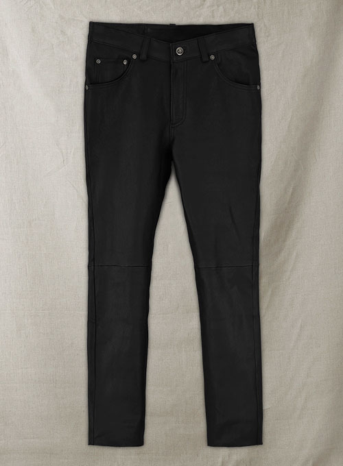 (image for) Black Stretch Leather Jeans