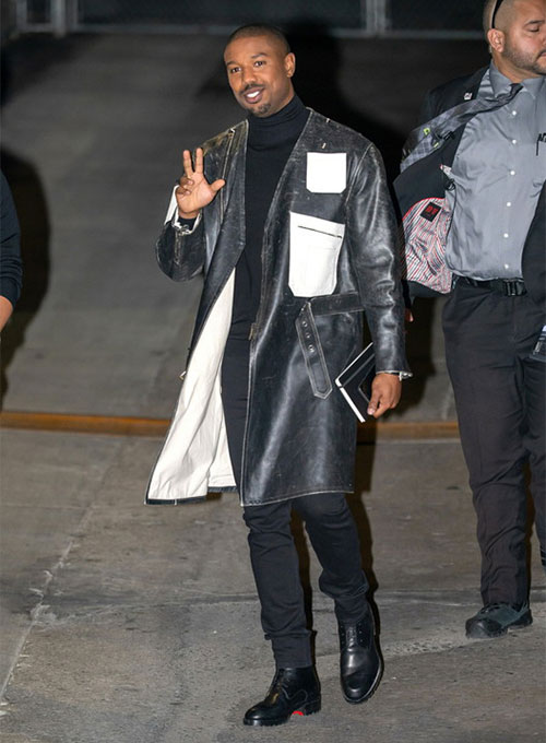 (image for) Michael B Jordan Leather Long Coat