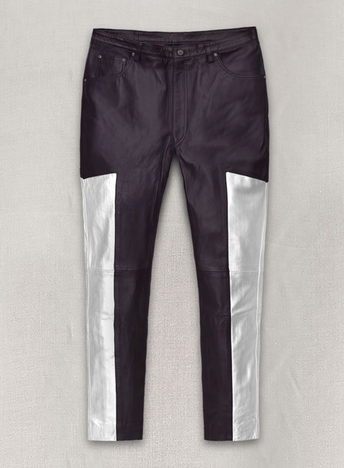 (image for) Purple Racer Stripe Leather Jeans