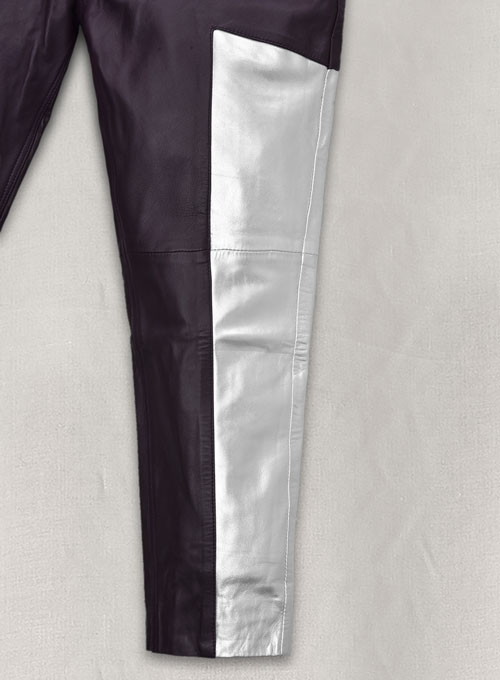 (image for) Purple Racer Stripe Leather Jeans