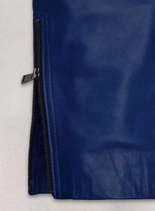 (image for) Rich Blue Electric Zipper Combination Leather Pants