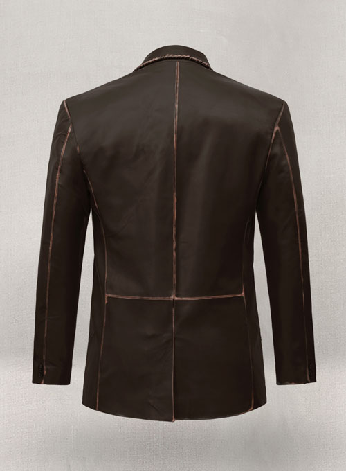 (image for) Rubbed Dark Brown Medieval Leather Blazer - Click Image to Close