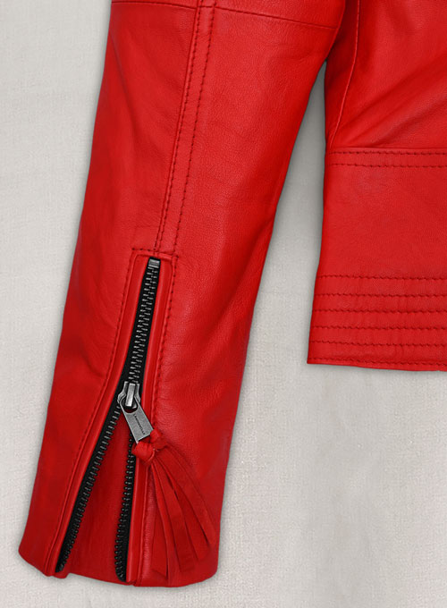 (image for) Soft Blood Red Washed and Wax Leather Jacket # 520