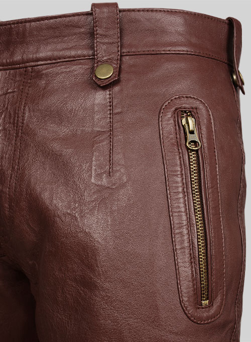 (image for) Soft Maroon Washed & Wax Belafonte Leather Pants