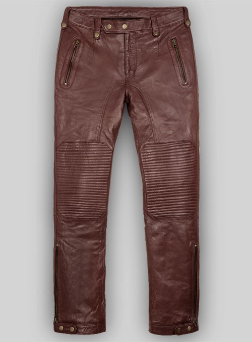 maroon leather pants