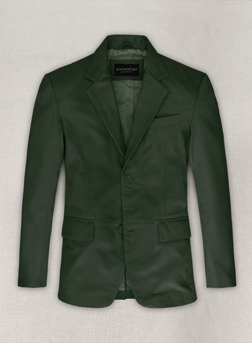 (image for) Soft Deep Olive Leather Blazer