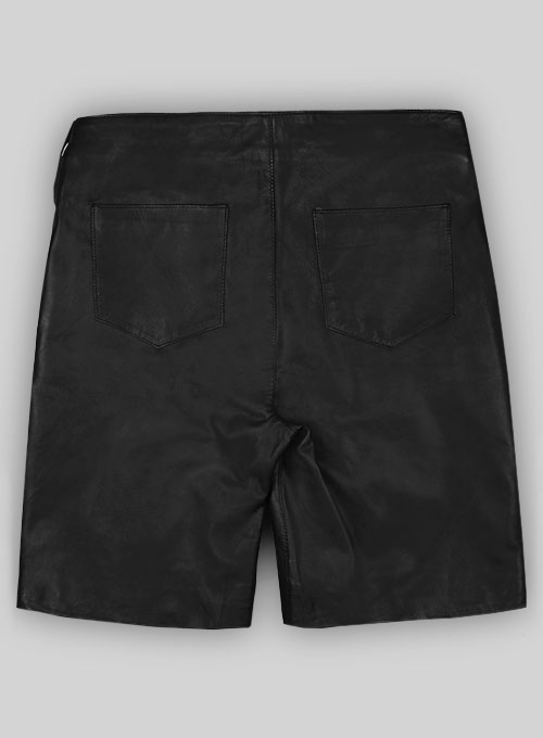 (image for) Soft Rich Black Leather Cargo Shorts Style # 377