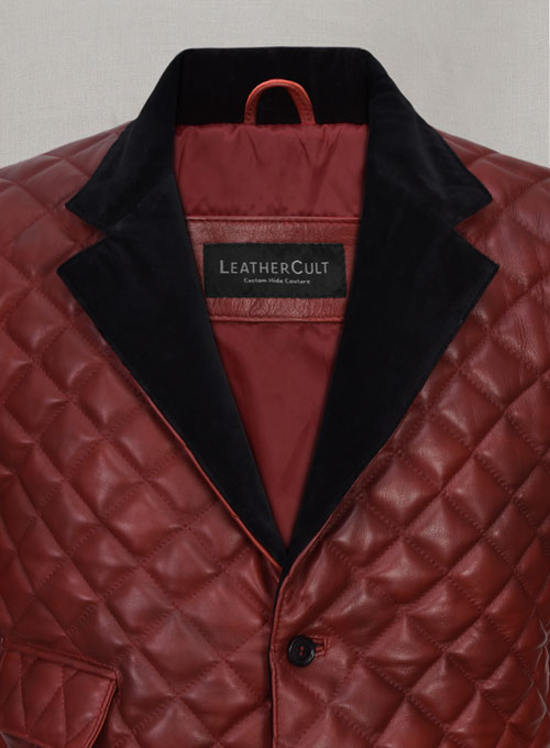 (image for) Spanish Red Bocelli Quilted Tuxedo Leather Blazer