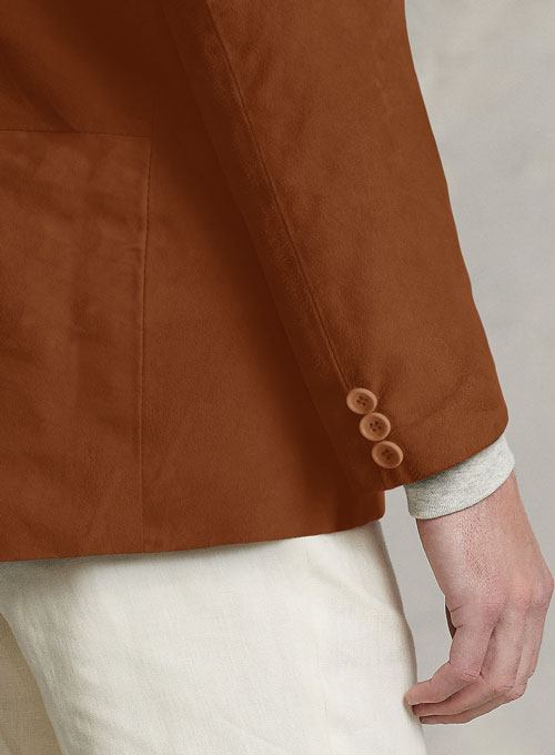 (image for) Tan Brown Suede Leather Blazer - Click Image to Close