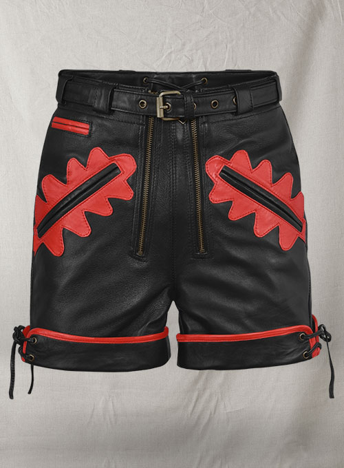 (image for) Thick Black Leather Cargo Shorts Style # 364