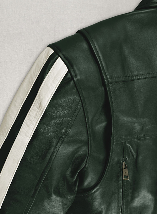 (image for) Vintage Green Robert Pattinson Leather Jacket #2