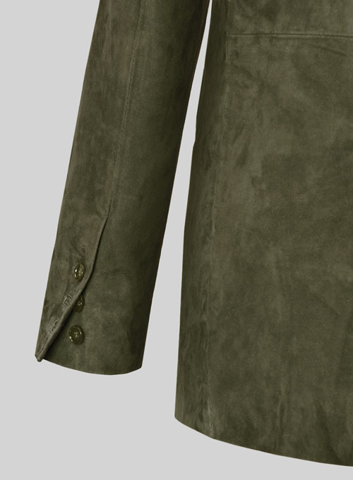 (image for) Woodland Green Suede Double Breasted Blazer