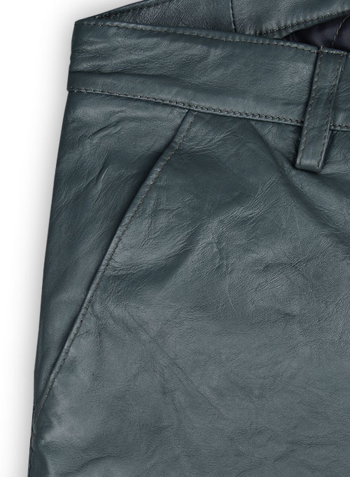 (image for) Soft Sherpa Gray Washed & Wax Leather Trousers