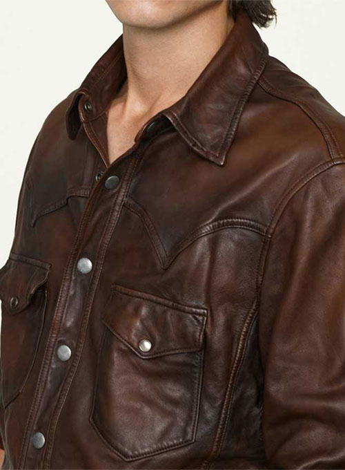 (image for) V Tab Leather Shirt Jacket